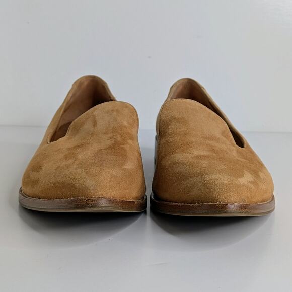 Aquatalia Golda Suede Loafers 8.5 Tan Flats Minimalist Quiet Luxury Weatherproof - Picture 3 of 12